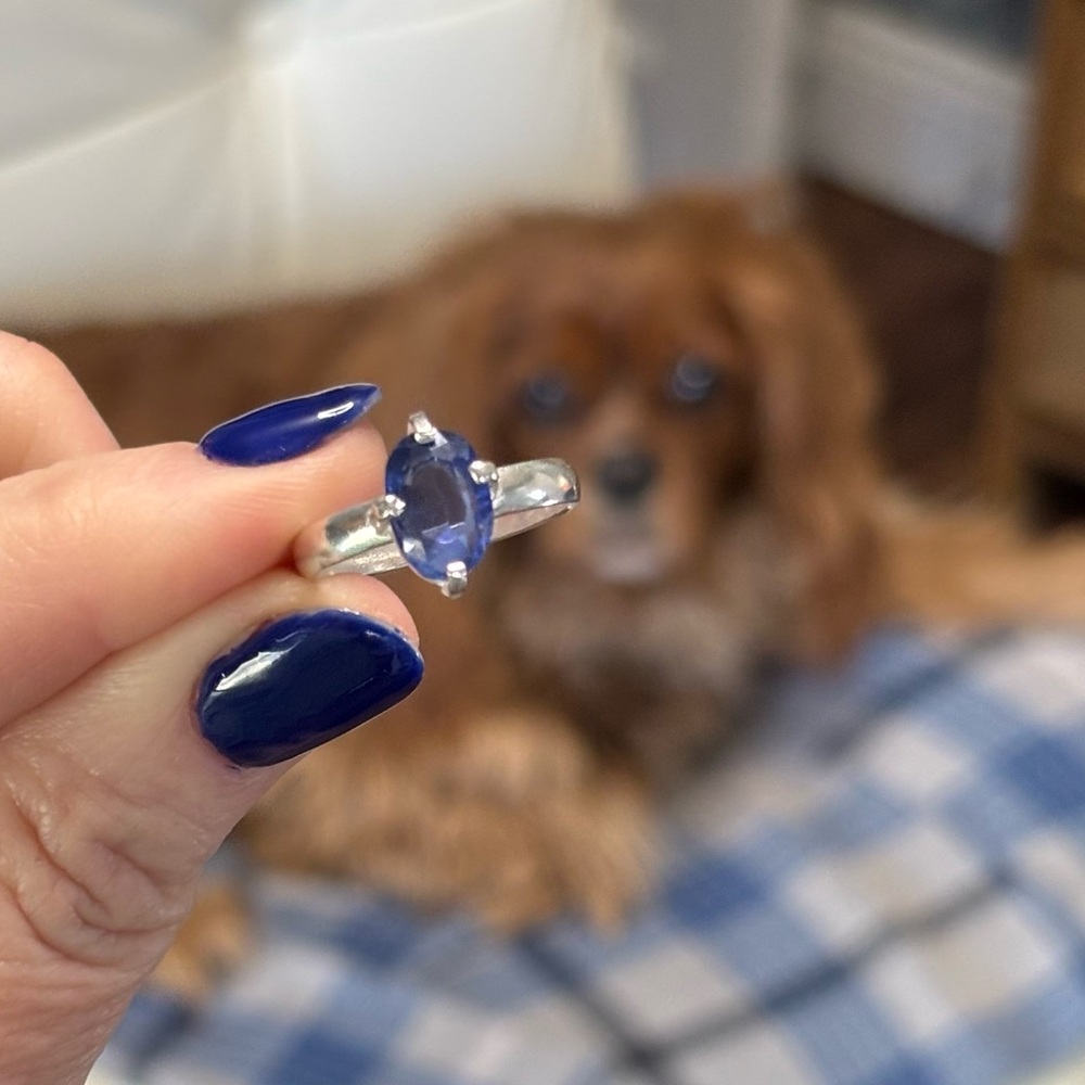 6Ct of Natural Blue Sapphire AGI certified Ring Sz 7.75 in 925 Sterling Silver - Picture 9 of 14